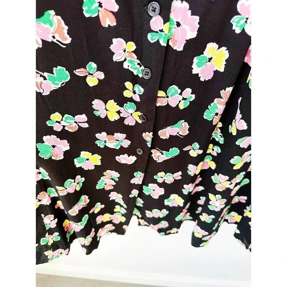 NWT Scoop Black Floral Button Front Midi Dress Size M - Picture 12 of 16